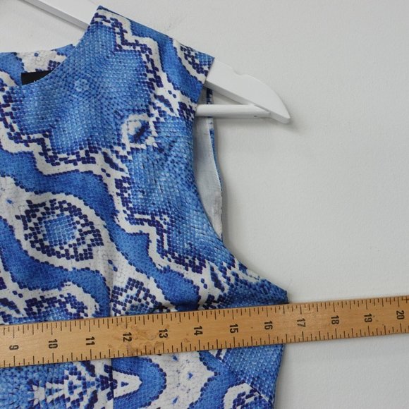 Blue Snake Dress Medium Silk Mini Animal Python Light‎ Casual JANIS LEE $240 - Picture 5 of 10